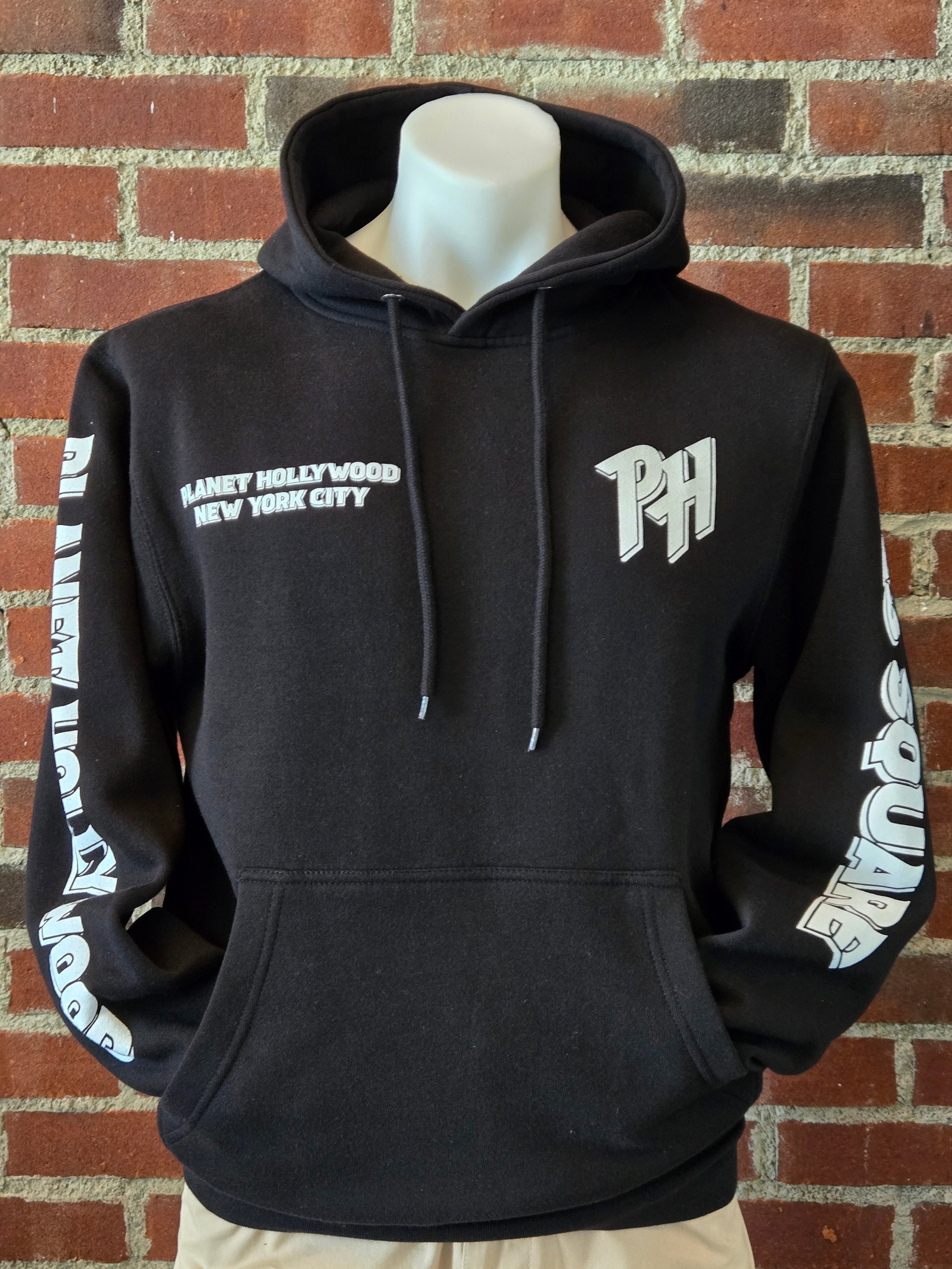 Black New Line Sleeve Hooded Sweatshirt