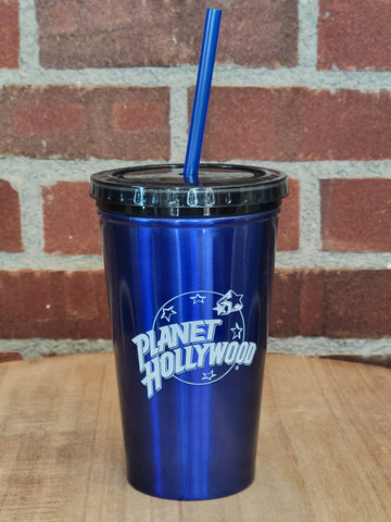 Blue Double Wall Straw Tumbler