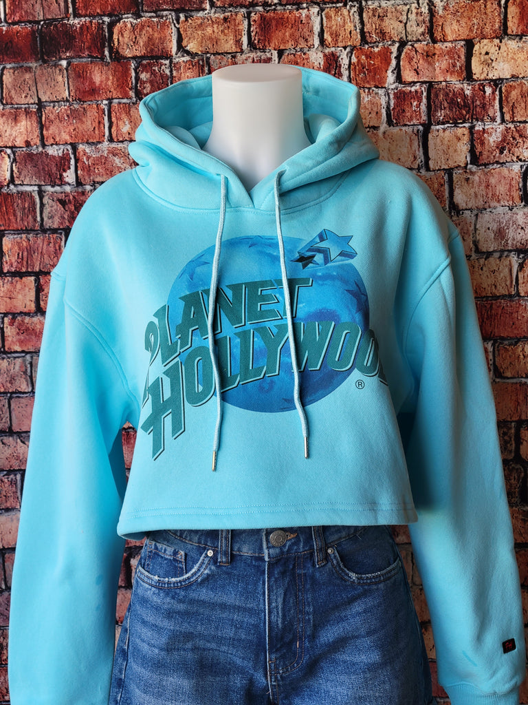 Classic Aqua Crop Hoodie Sweatshirt